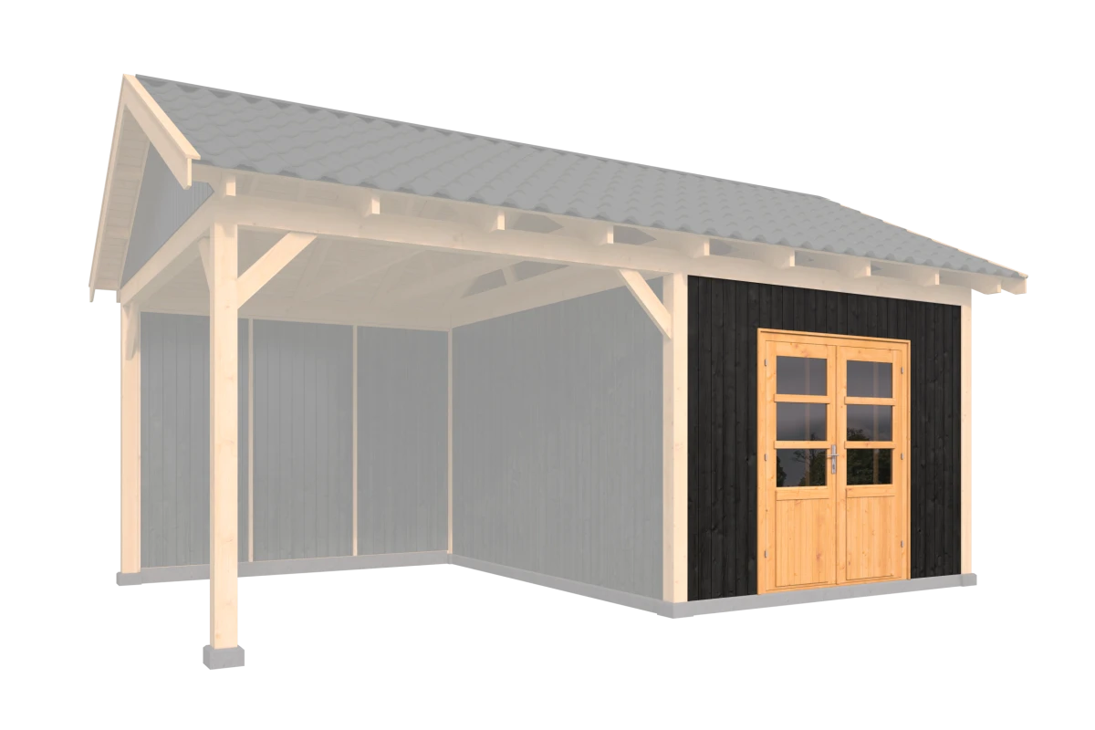 Voor- / achterwandmodule type P Douglas Gedroogd 198 x 230 cm zwart gespoten