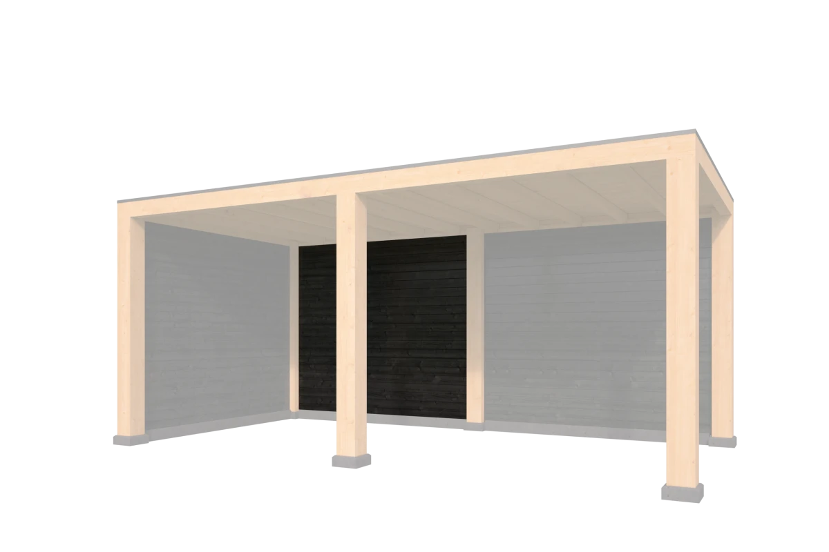 Wandmodule Type B Zweeds rabat zwart gespoten vuren 250 x 224 cm