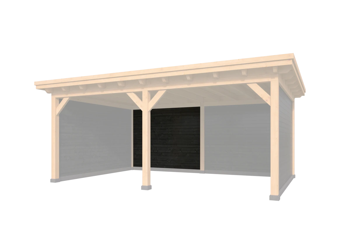 Wandmodule Type B Zweeds rabat zwart gespoten vuren 250 x 224 cm