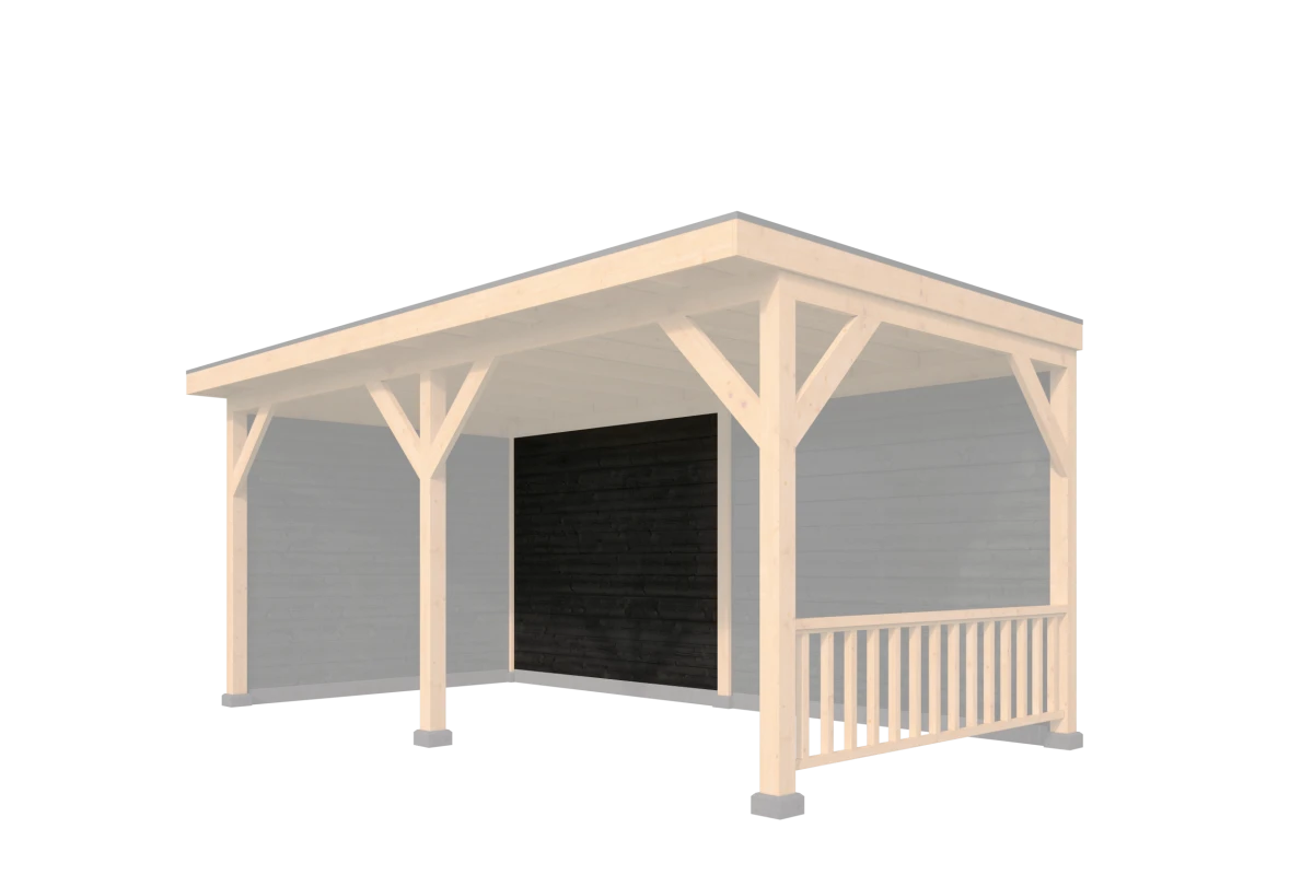 Wandmodule Type D Zweeds rabat zwart gespoten vuren 350 x 224 cm