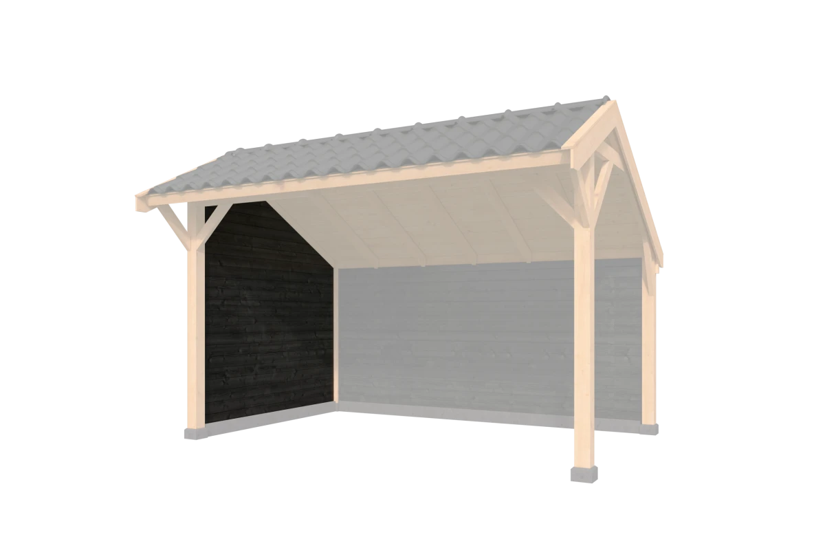Wandmodule Type B Zweeds rabat zwart gespoten vuren 250 x 224 cm