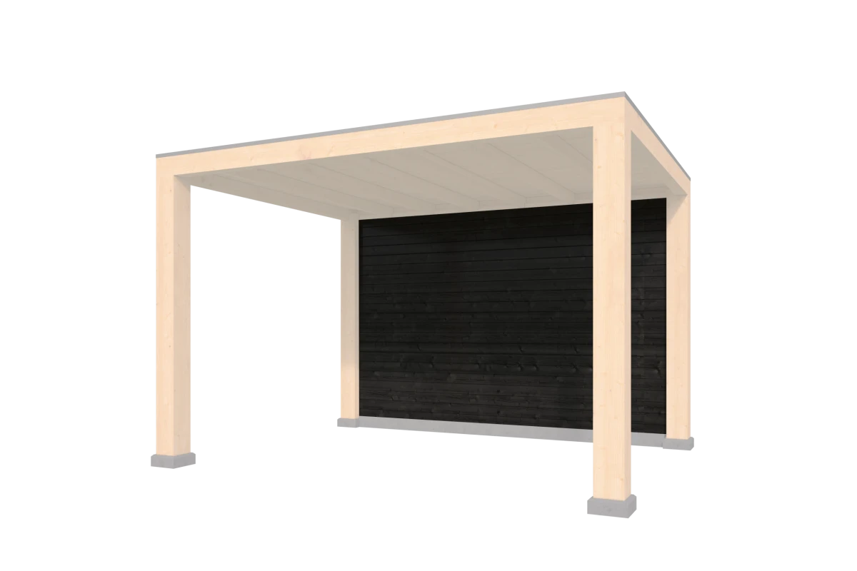 Wandmodule Type D Zweeds rabat zwart gespoten vuren 350 x 224 cm