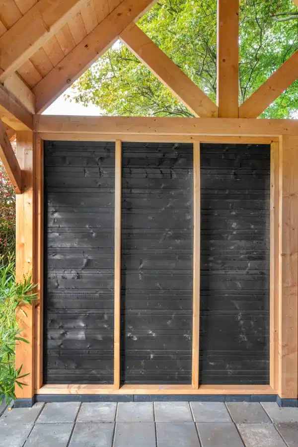 Wandmodule Type A Zweeds rabat zwart gespoten vuren 200 x 224 cm