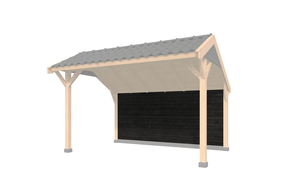 Wandmodule Type H Zweeds rabat zwart gespoten vuren 400 x 120 cm