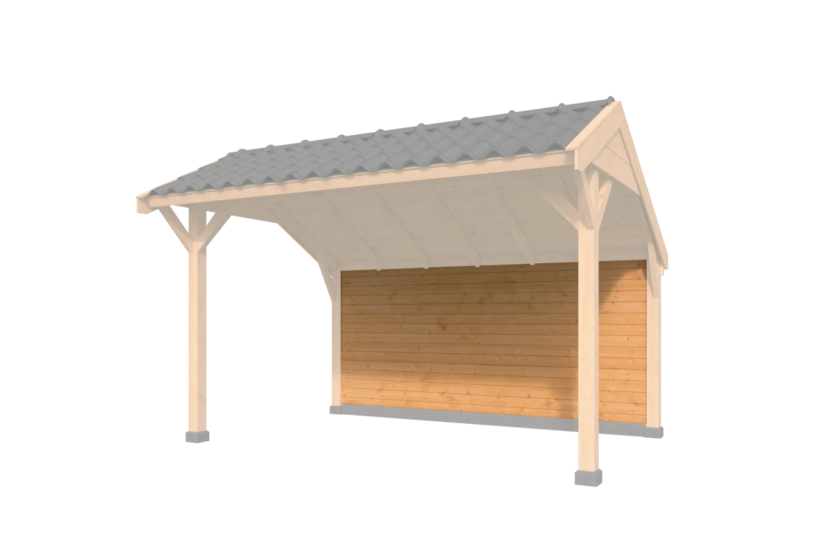 Wandmodule Type H, achterwand kapschuur Economy zweeds rabat Red Class Wood 400 x 120 cm