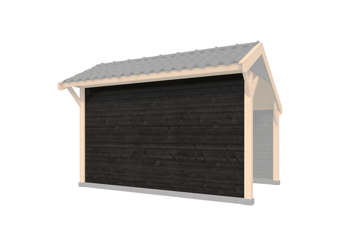 Wandmodule Type E Zweeds rabat zwart gespoten vuren 400 x 224 cm
