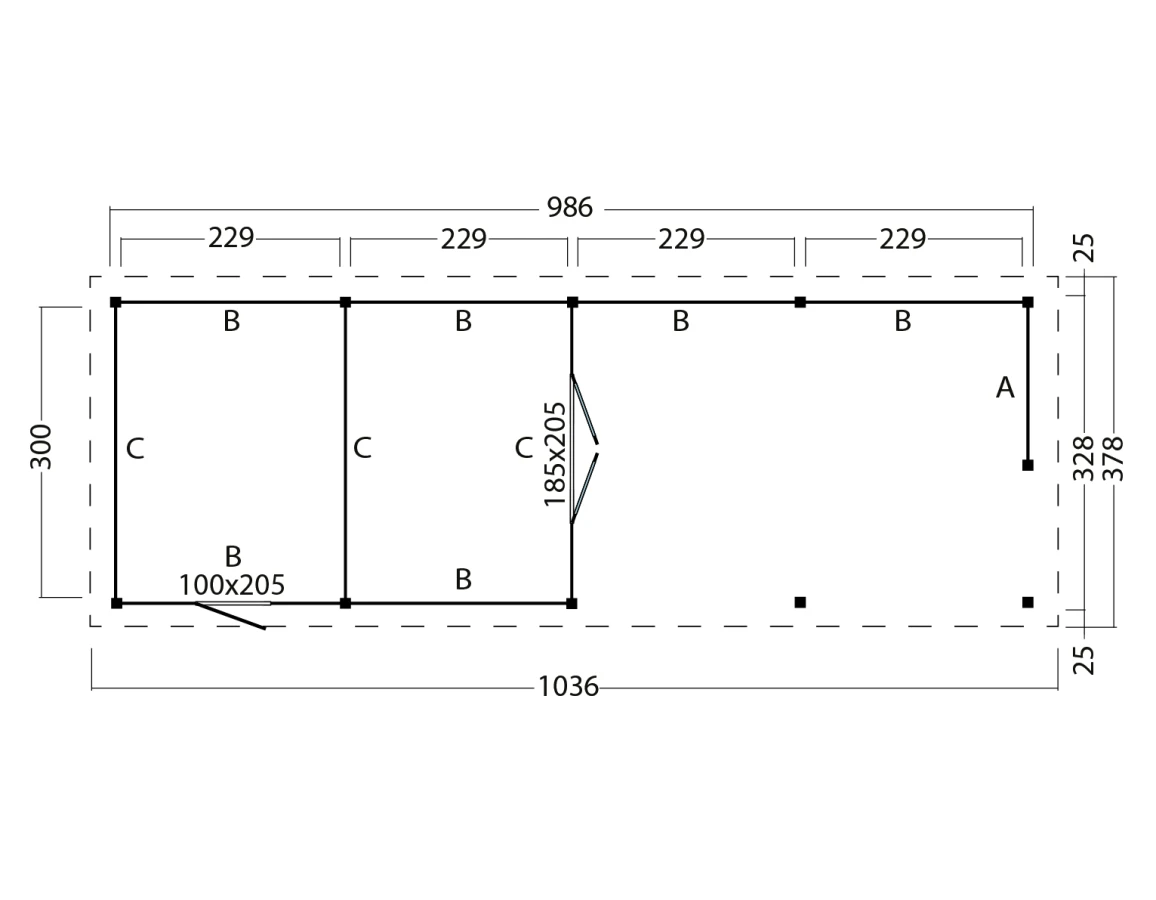 Platdak Odense XL Samenstelling 12 Red Class Wood zwart gespoten