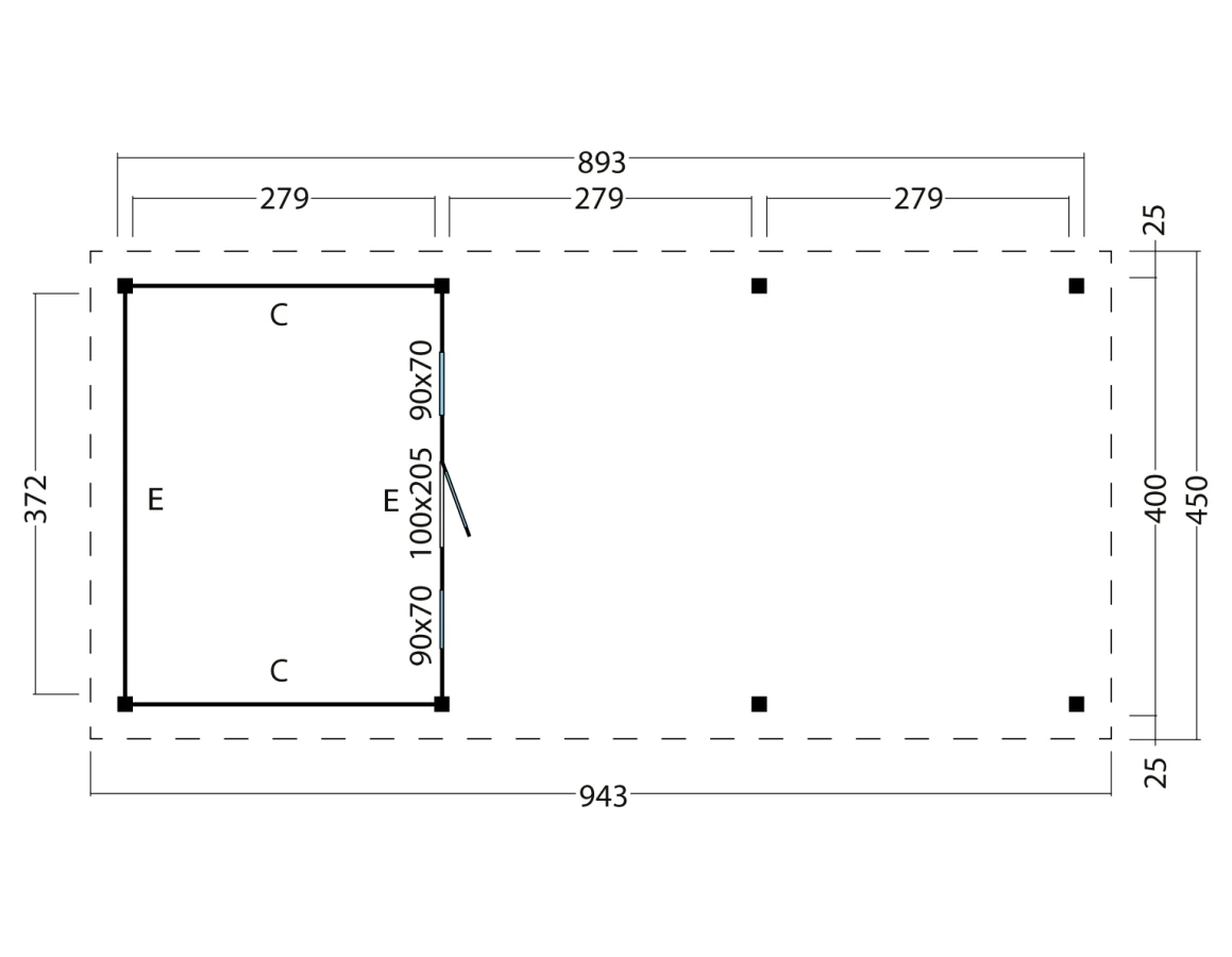 Platdak Odense XXL Samenstelling 8 Red Class Wood zwart gespoten