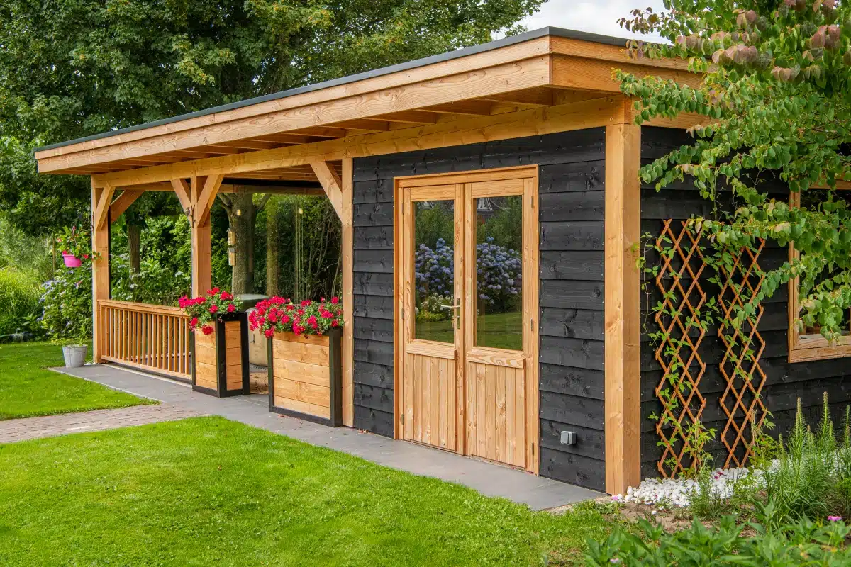 DHZ Plat dak Nijverdal Douglas 900 x 410 cm zwart geïmpregneerd