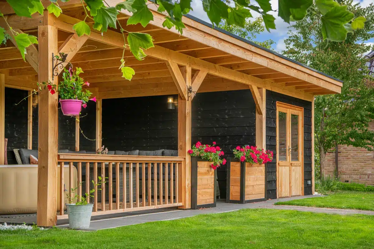 DHZ Plat dak Nijverdal Douglas 900 x 410 cm zwart geïmpregneerd