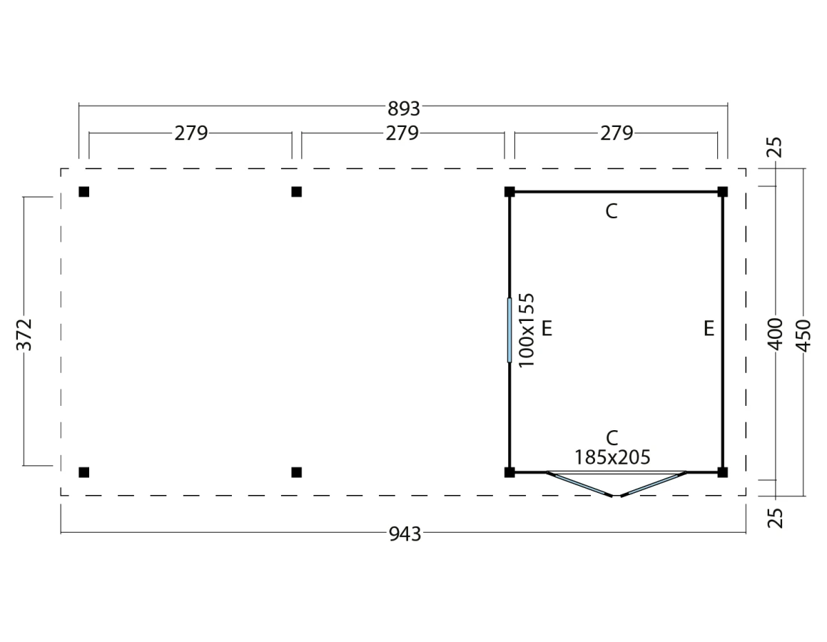 Platdak Odense XXL Samenstelling 7 Red Class Wood zwart gespoten