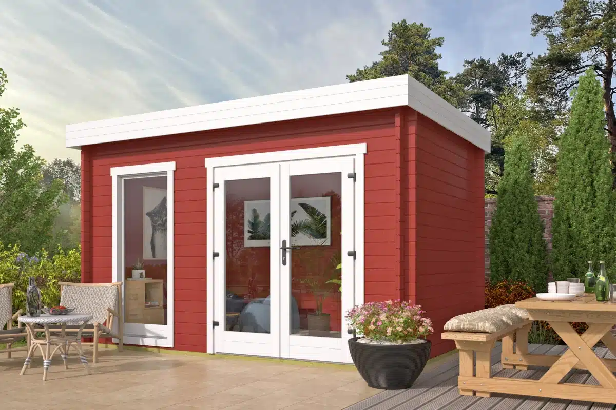 Blokhut – Tuinhuis Alana | 40 mm | vuren honinggeel geïmpregneerd