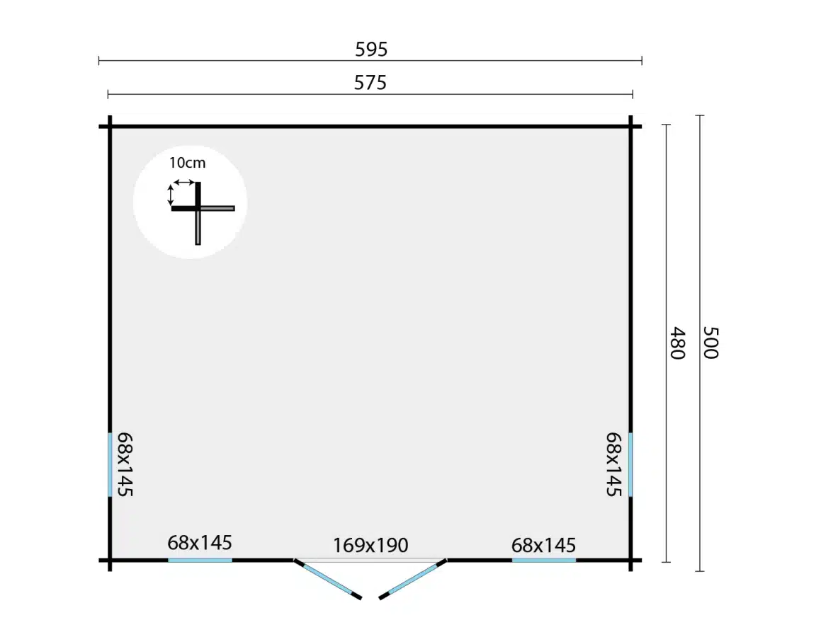 Blokhut – Tuinhuis Calpe | 44 mm | vuren grijs geïmpregneerd
