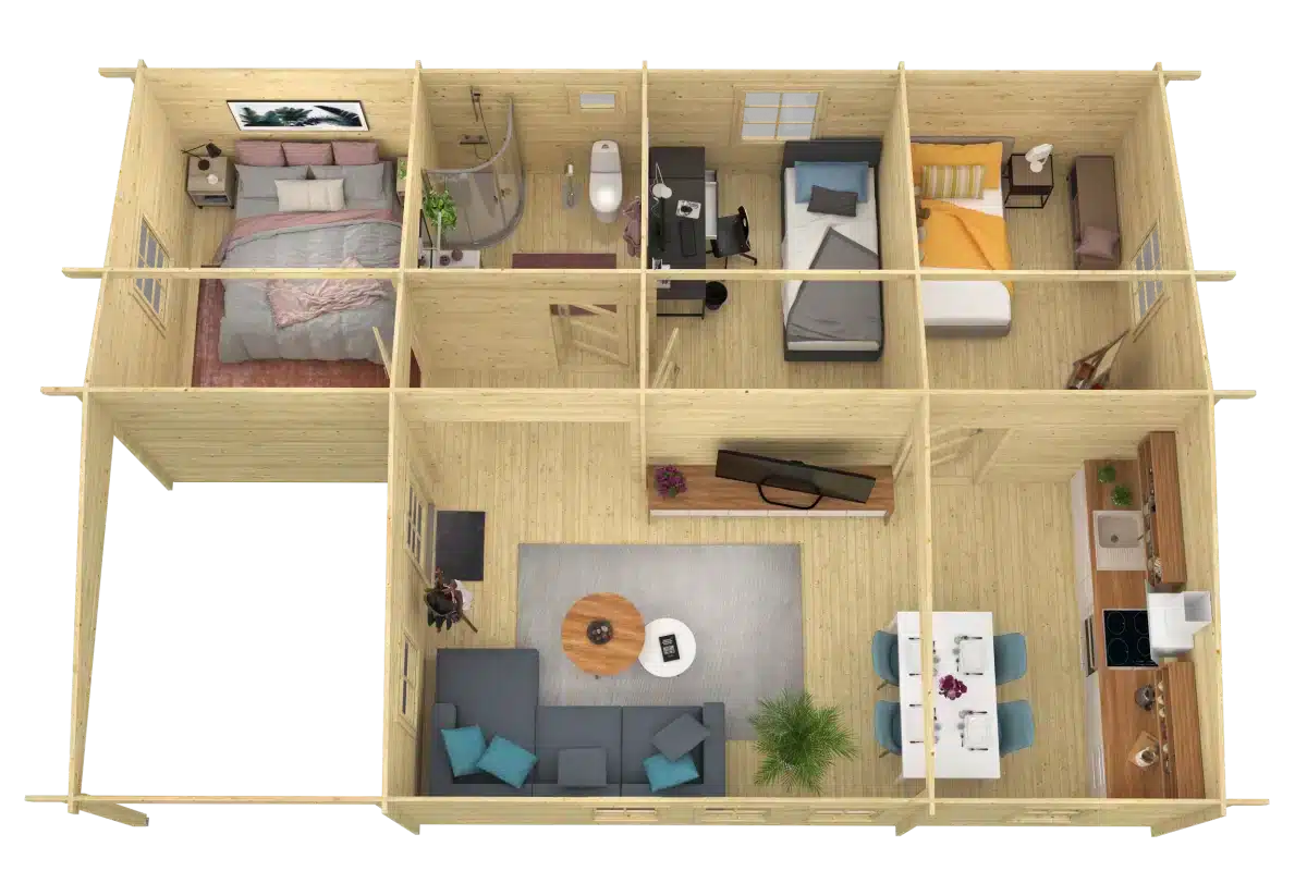 Blokhut – Tuinhuis Canarias | 44 mm | onbehandeld