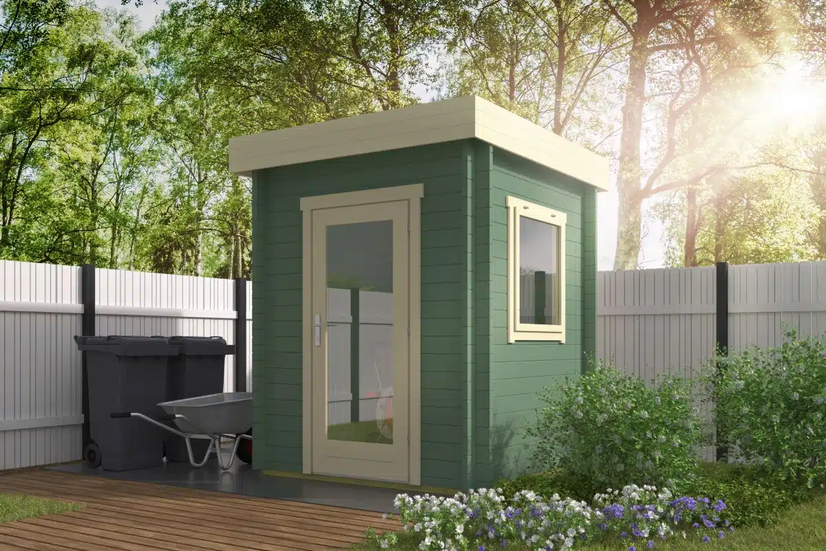 Blokhut – Tuinhuis Frankie | 40 mm | vuren grijs geïmpregneerd