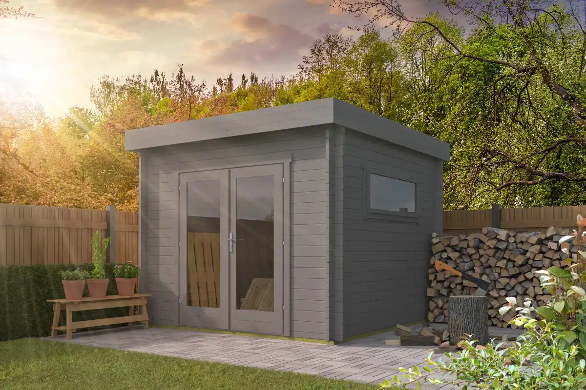 Blokhut – Tuinhuis Jamie | 40 mm | vuren honinggeel geïmpregneerd