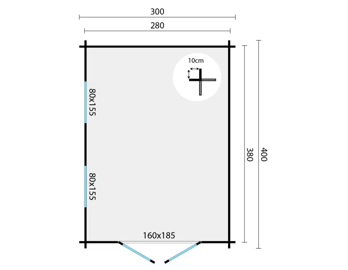 Blokhut – Tuinhuis Kerry | 40 mm | onbehandeld