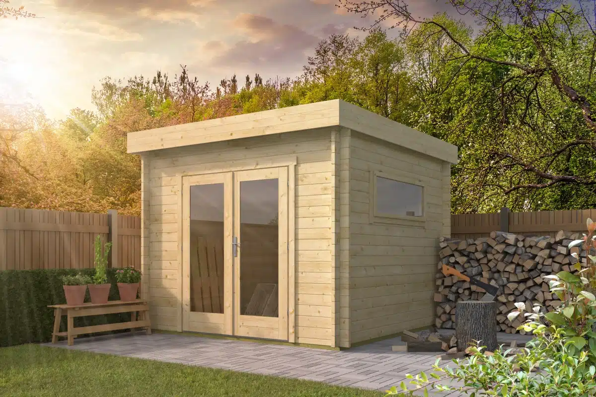 Blokhut – Tuinhuis Jamie | 40 mm | vuren bruin geïmpregneerd