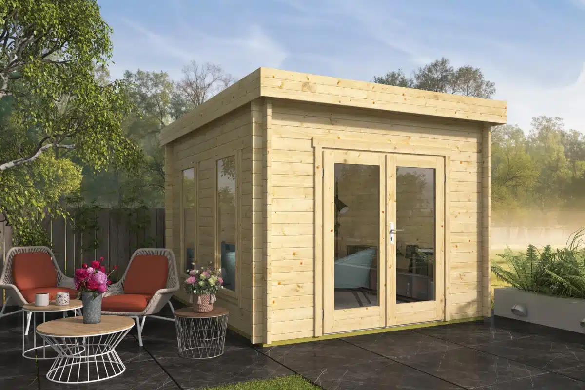 Blokhut – Tuinhuis Lee | 40 mm | vuren bruin geïmpregneerd