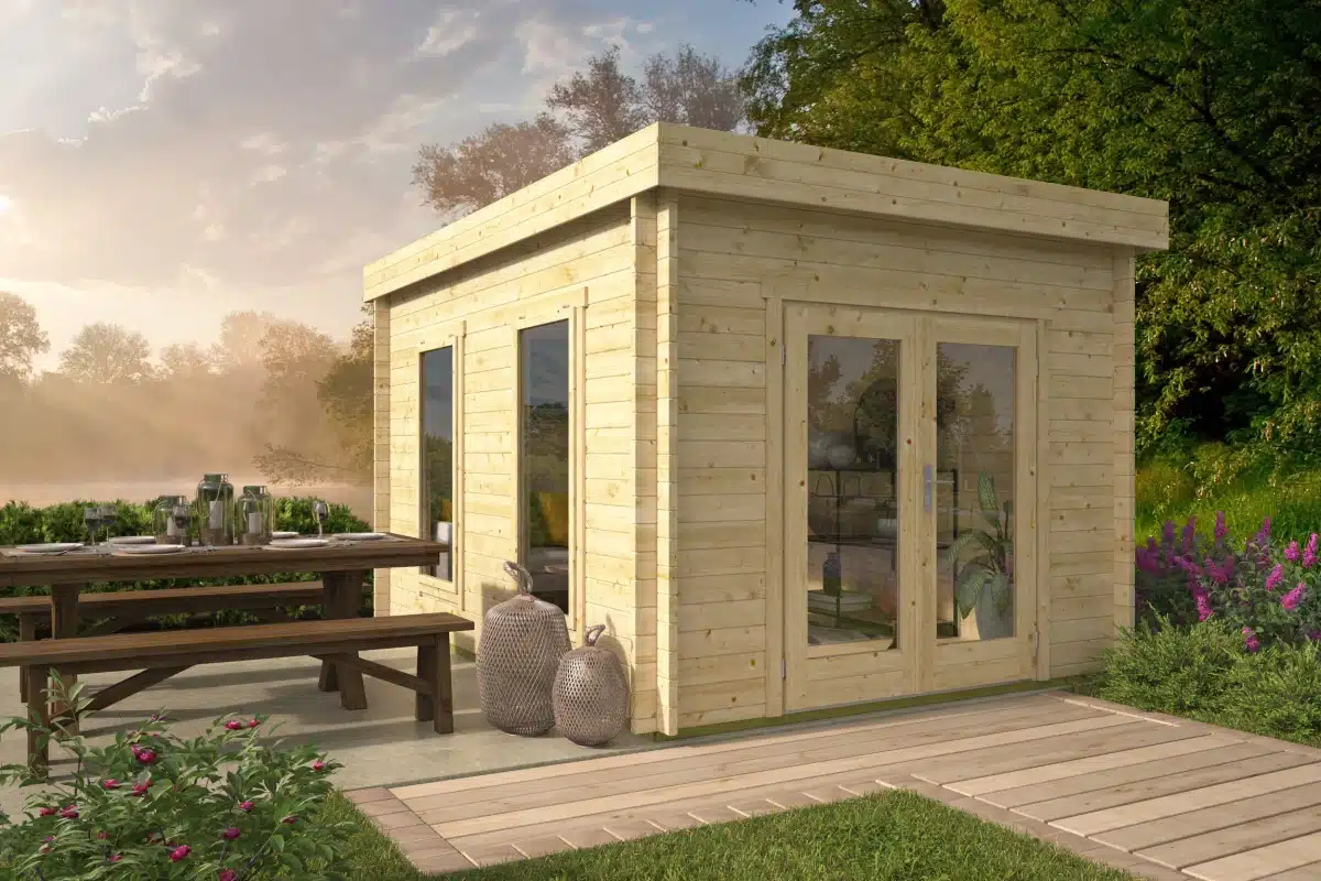 Blokhut – Tuinhuis Kerry | 40 mm | vuren honinggeel geïmpregneerd