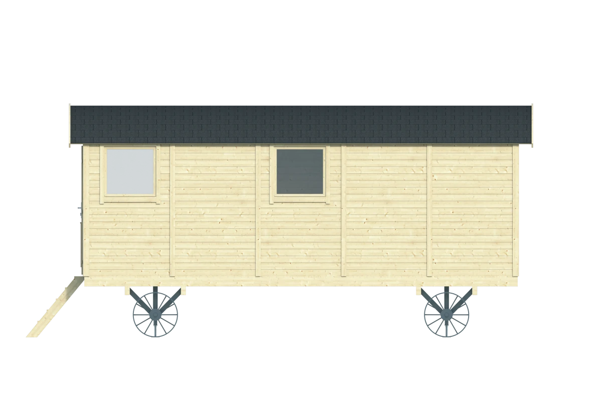 Circuswagen Angelo | 19mm | vuren onbehandeld | 600 x 240 cm | excl. onderstel