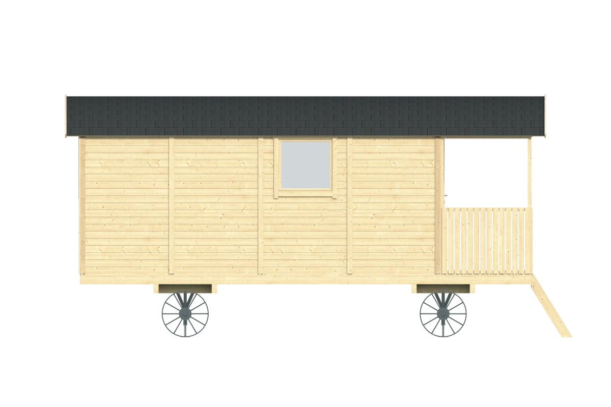 Circuswagen Johnny | 19mm | vuren onbehandeld | 600 x 240 cm | excl. onderstel