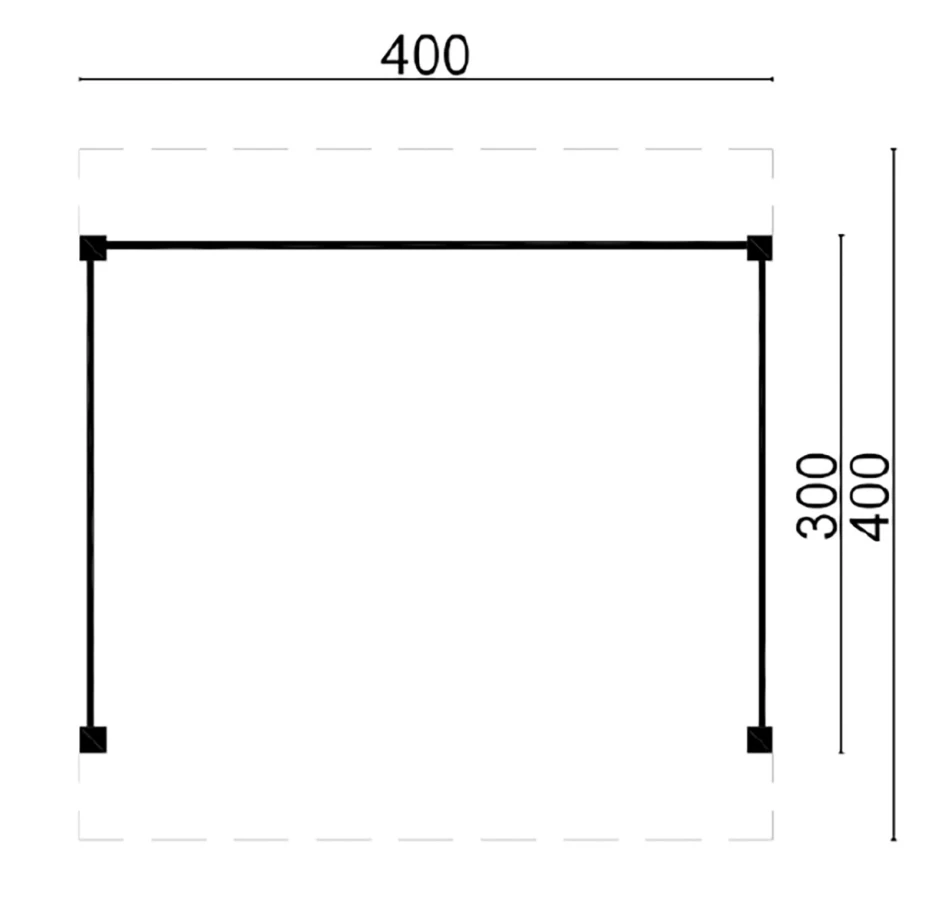 DHZ Plat dak Ommen Douglas 300 x 400 cm zwart geïmpregneerd