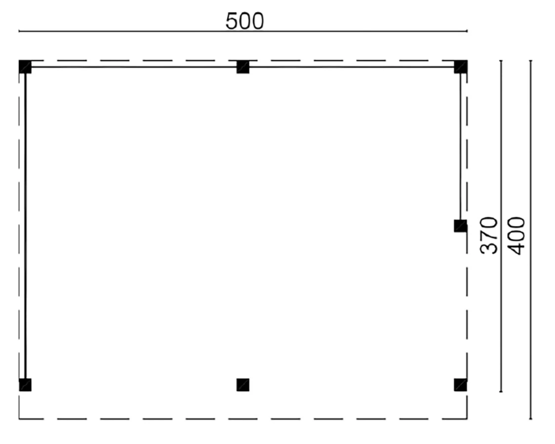 DHZ Plat dak Wezep geschaafd douglas 500 x 370 cm zwart gespoten