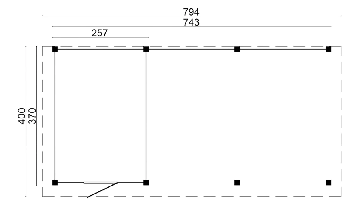 DHZ Plat dak Twello geschaafd douglas 743 x 370 cm
