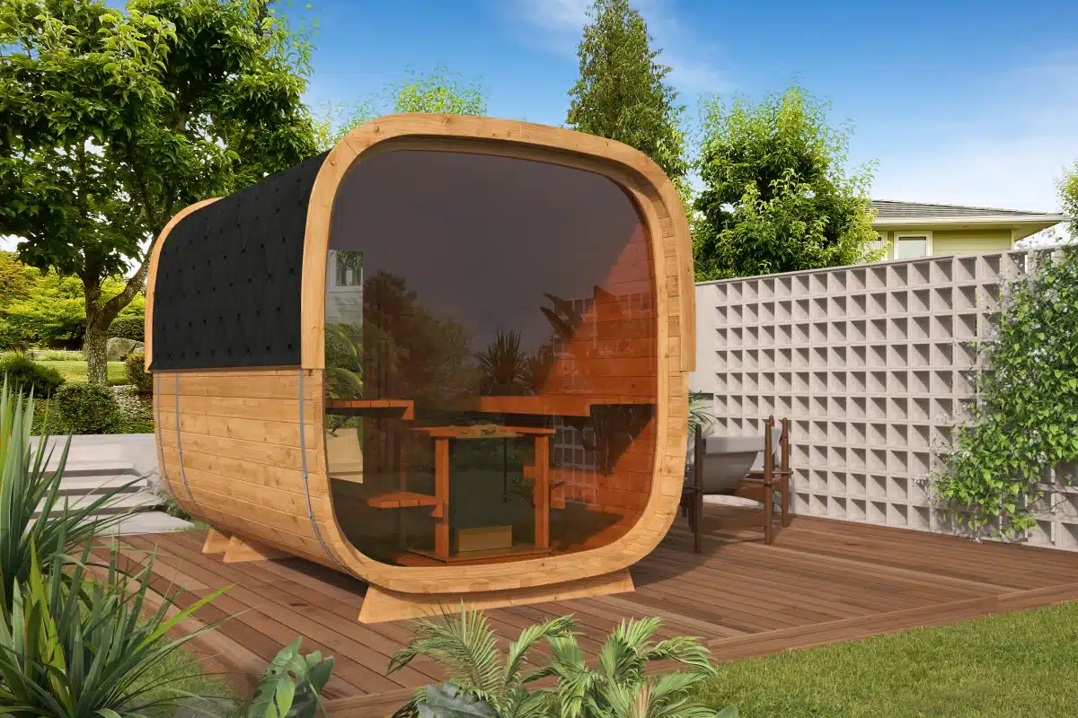 Sauna cube Rovaniemi 280 cm | 42 mm | Thermowood | met panorama raam
