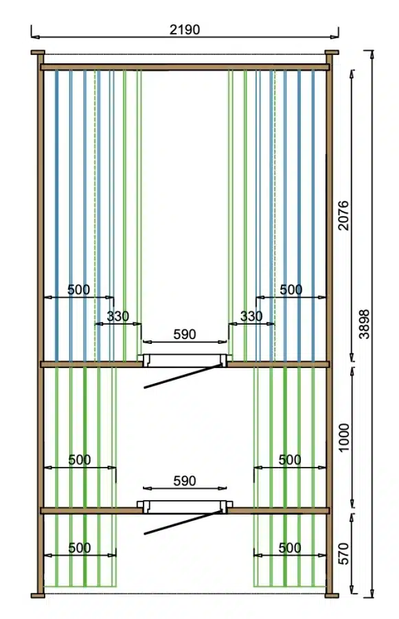 Sauna cube Rovaniemi 390 cm | 42 mm | Thermowood | met ½ panorama raam