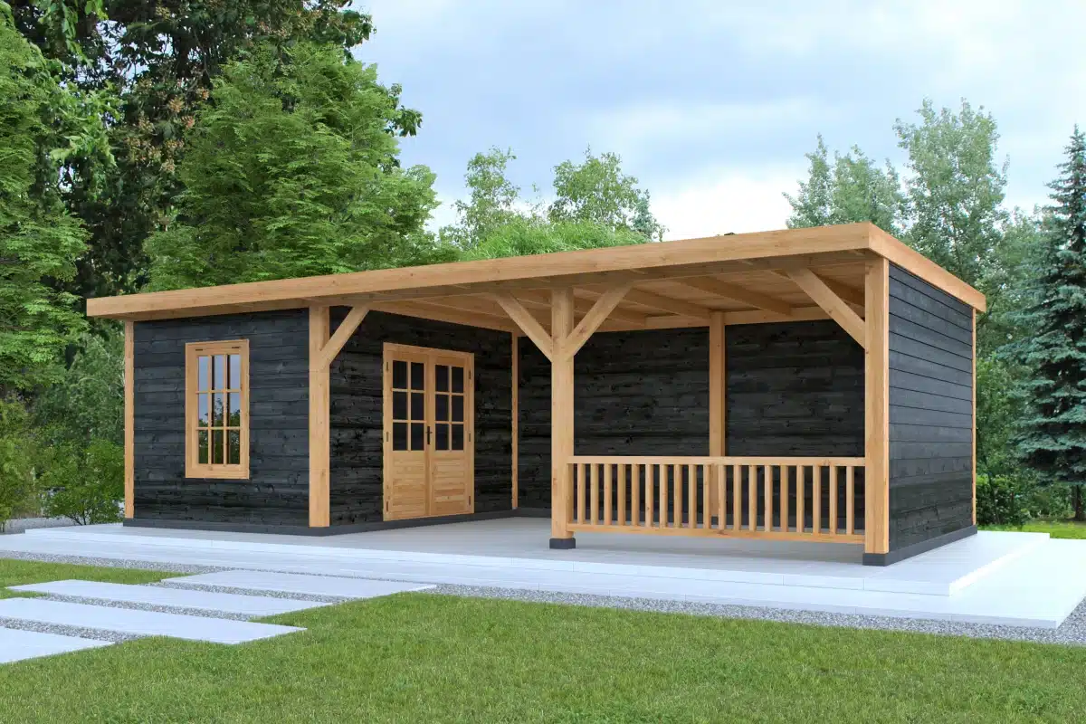 DHZ Plat dak Nijverdal Douglas 900 x 410 cm zwart geïmpregneerd