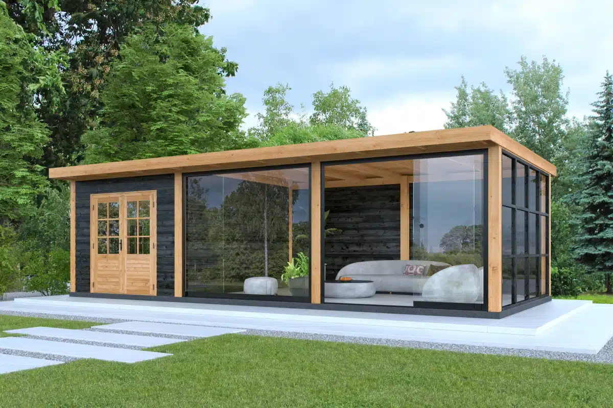 DHZ Plat dak Nijverdal Douglas 900 x 410 cm zwart geïmpregneerd