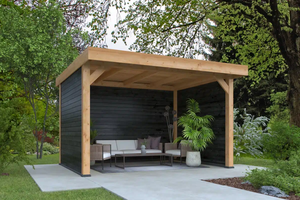 DHZ Plat dak Ommen Douglas 300 x 400 cm zwart geïmpregneerd