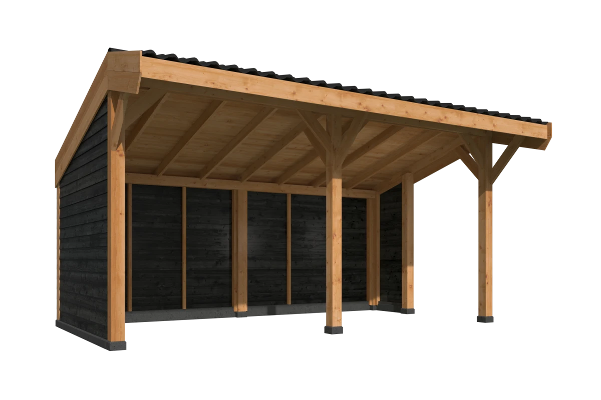 DHZ Kapschuur Goor Douglas 600 x 300 cm zwart geïmpregneerd